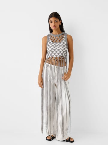 Bershka Knitted Top in Silver