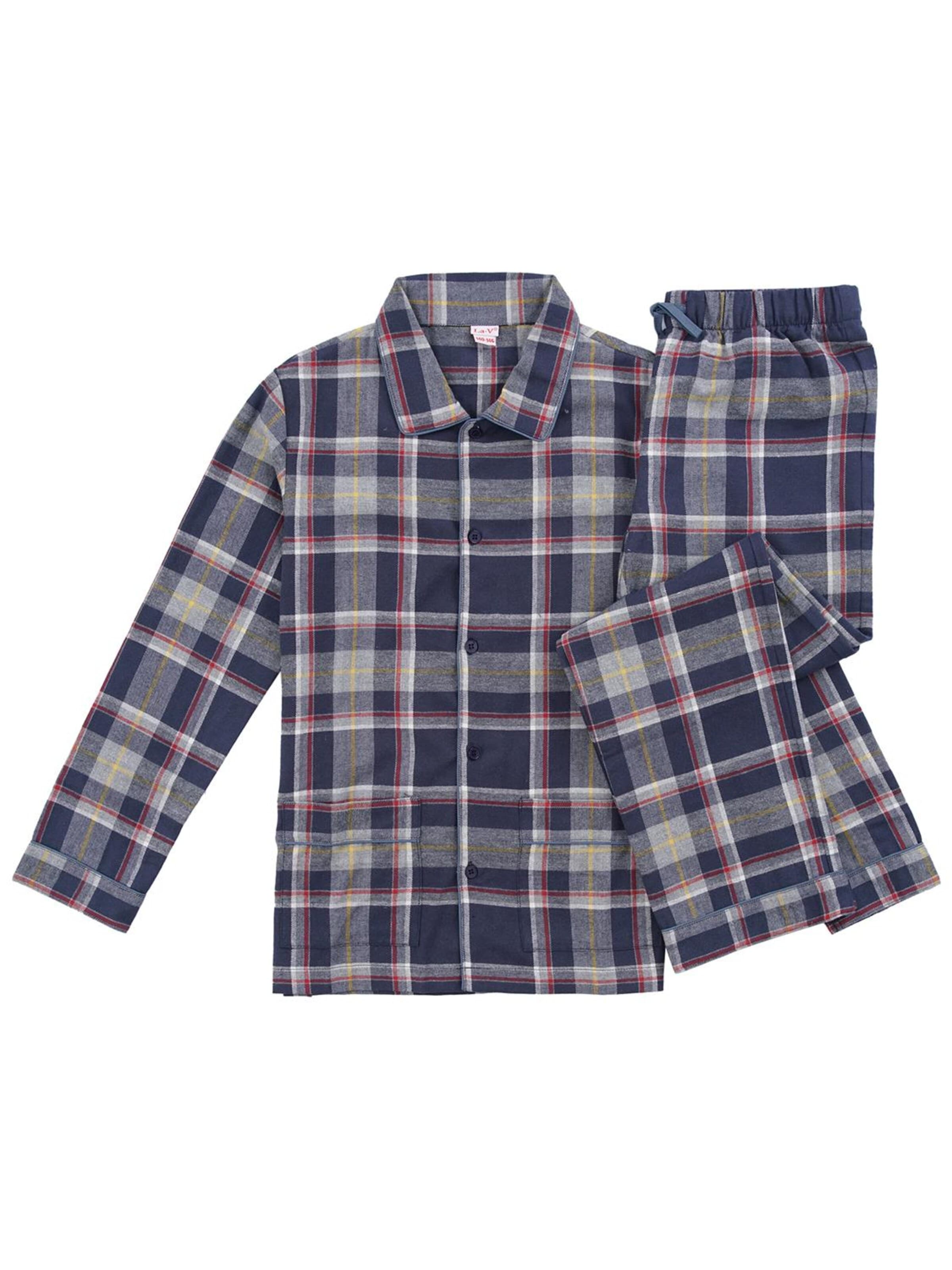 La V Nachtkledij 'Pyjamaset flanel boy' in Grijs