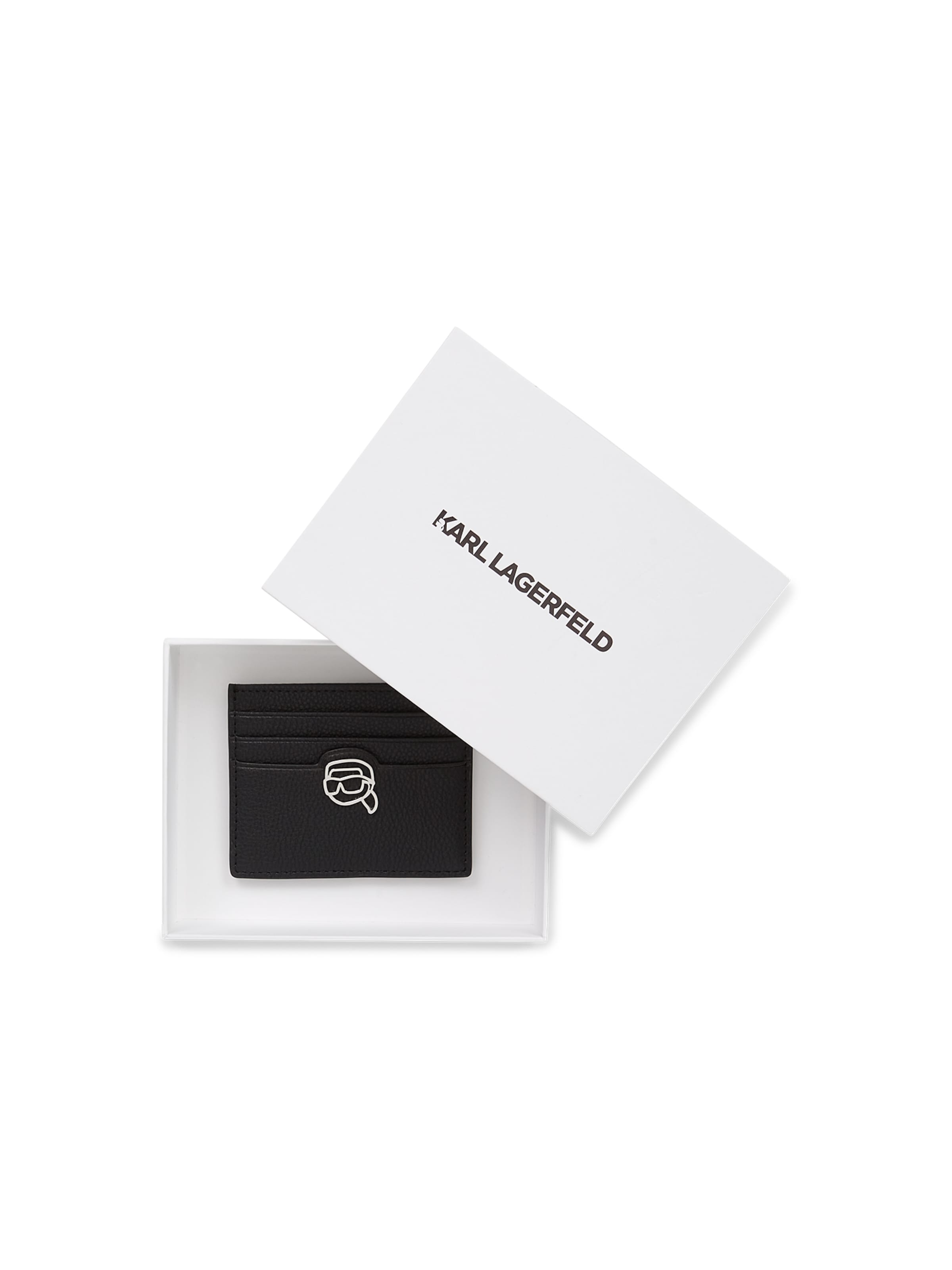 Karl Lagerfeld Kartenetui ' Ikon Pebble Kartenetui ' in Schwarz