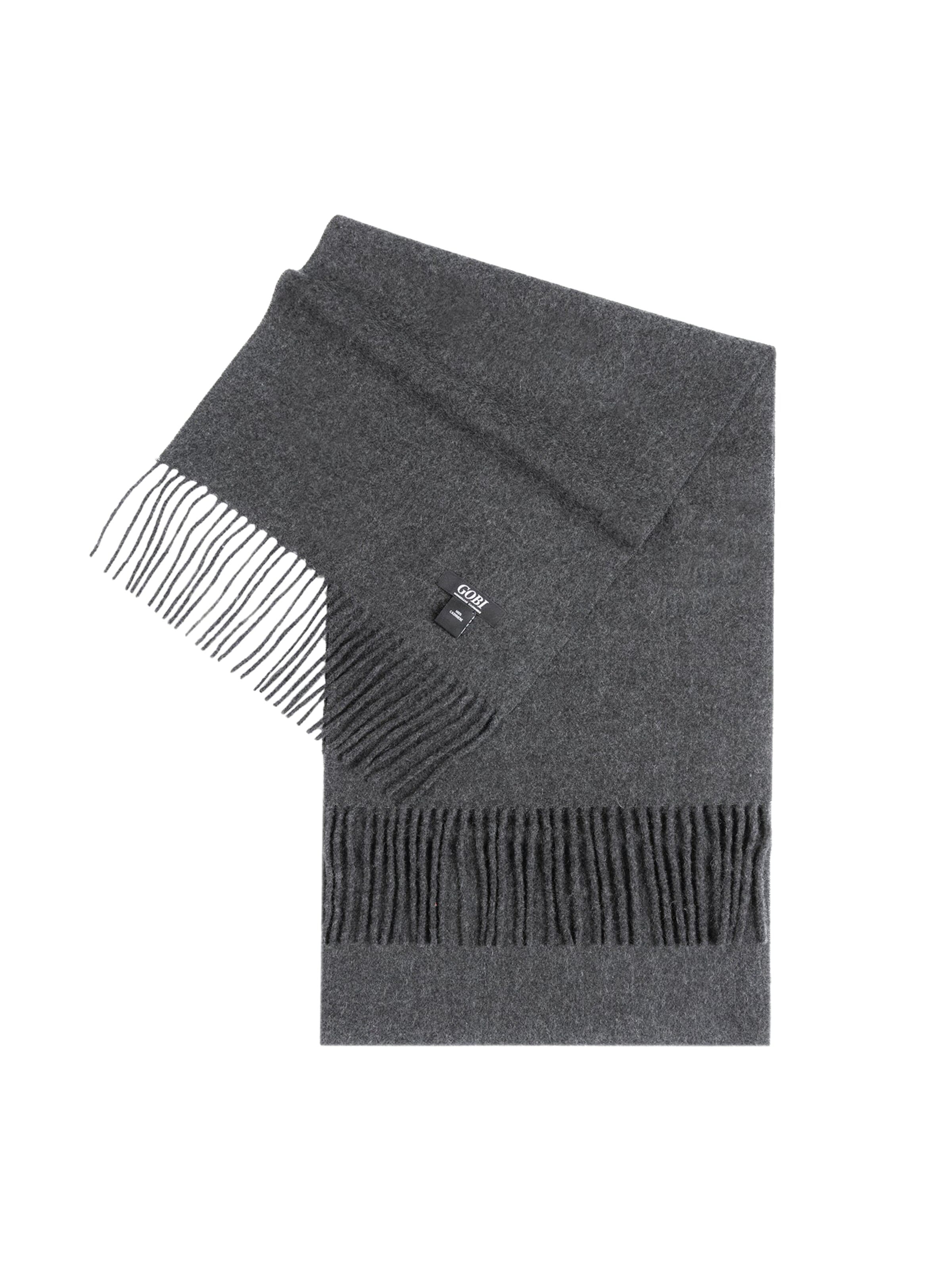 GOBI Cashmere Halsduk 'Unisex Cashmere Fringed Scarf' i grå: framsida