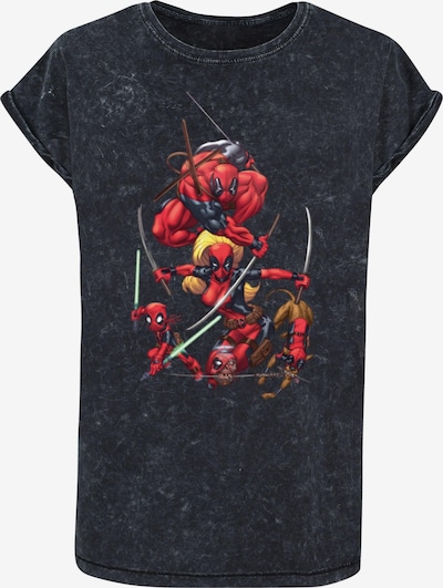 ABSOLUTE CULT T-Shirt 'Deadpool - Family Group Swords' in braun / dunkelgrau / blutrot / schwarz, Produktansicht