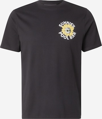 melns Lyle & Scott T-Krekls 'Sunnies Pool Bar': no priekšpuses