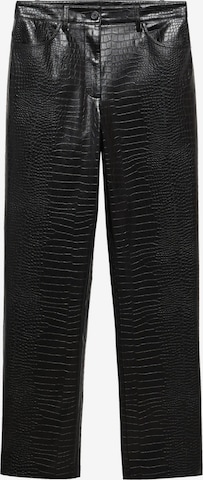 MANGO Regular Broek 'CROCO' in Zwart: voorkant