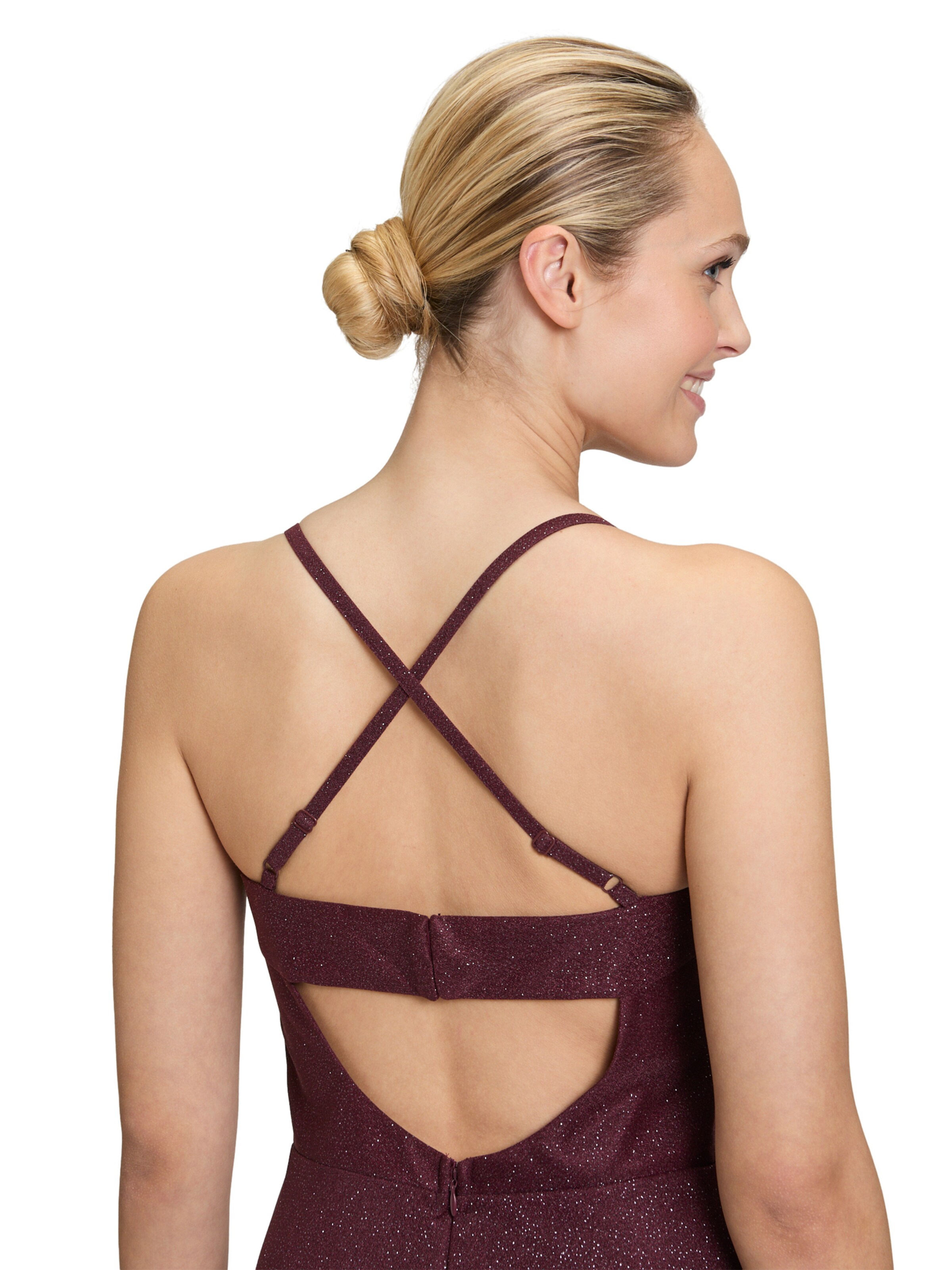 Vera Mont Abendkleid mit Wasserfallausschnitt in Rot