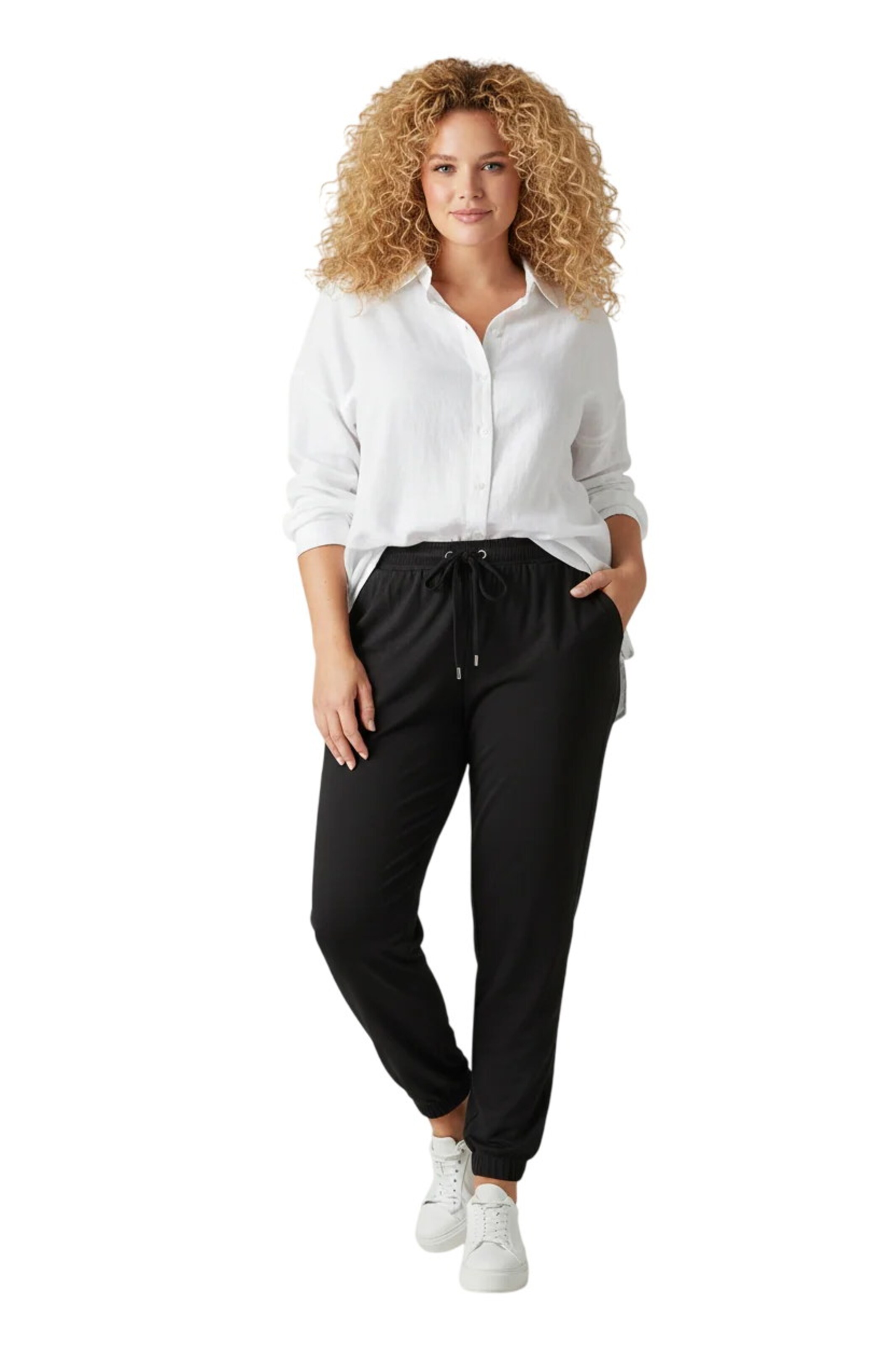 Shape Of You Tapered Trousers in Black: front
