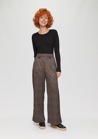 QS Wide leg Bandplooibroek in Bruin