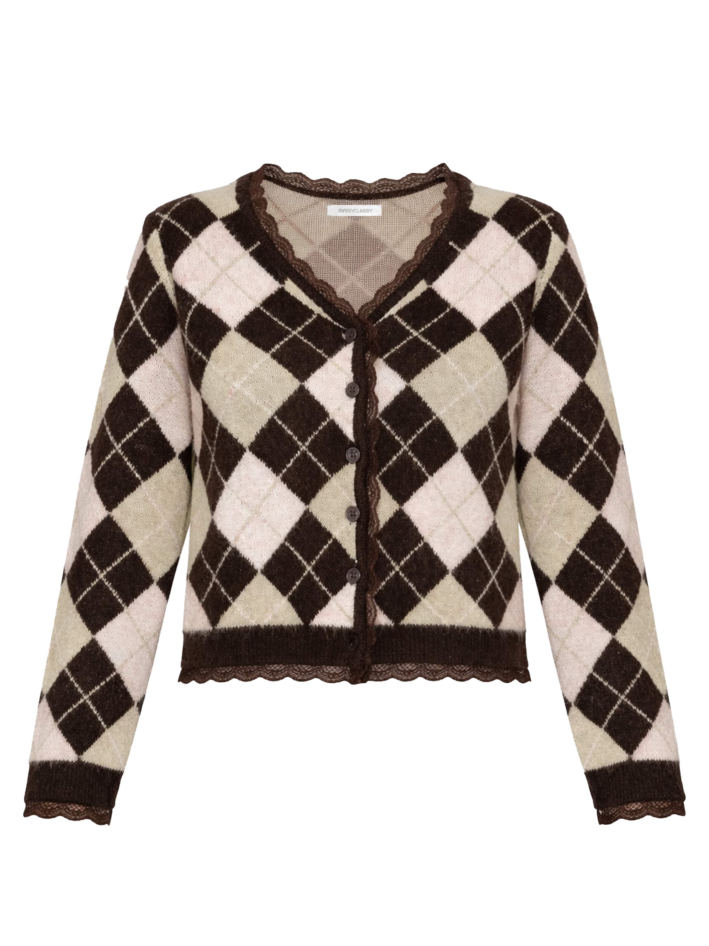 SASSYCLASSY Knit cardigan in Brown: front