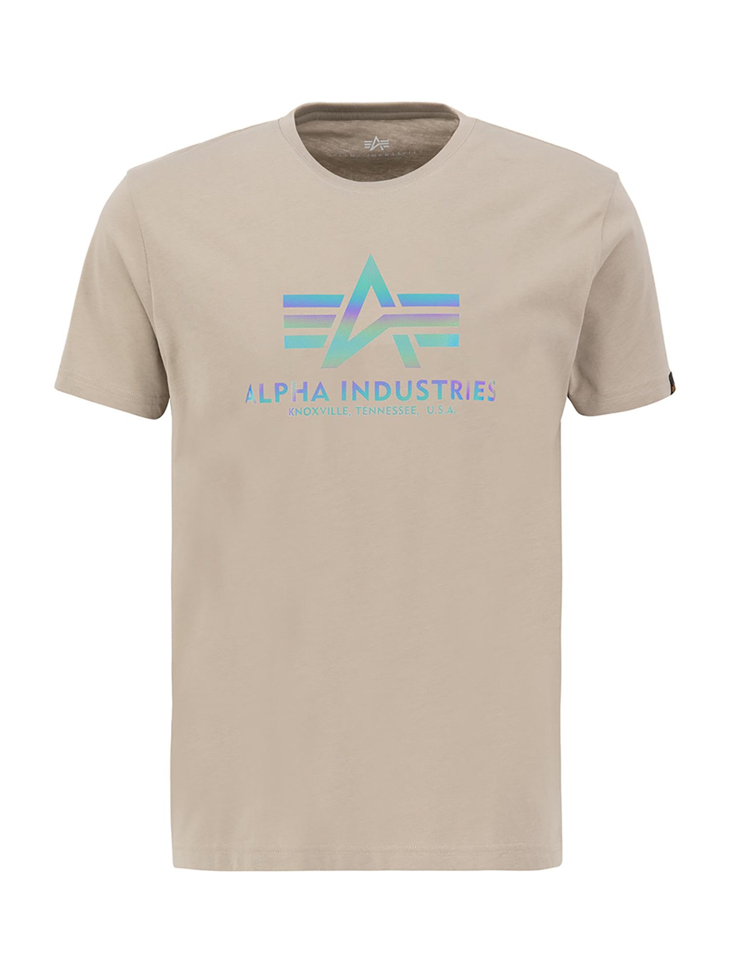 T-Shirt 'Rainbow' ALPHA INDUSTRIES en beige : devant