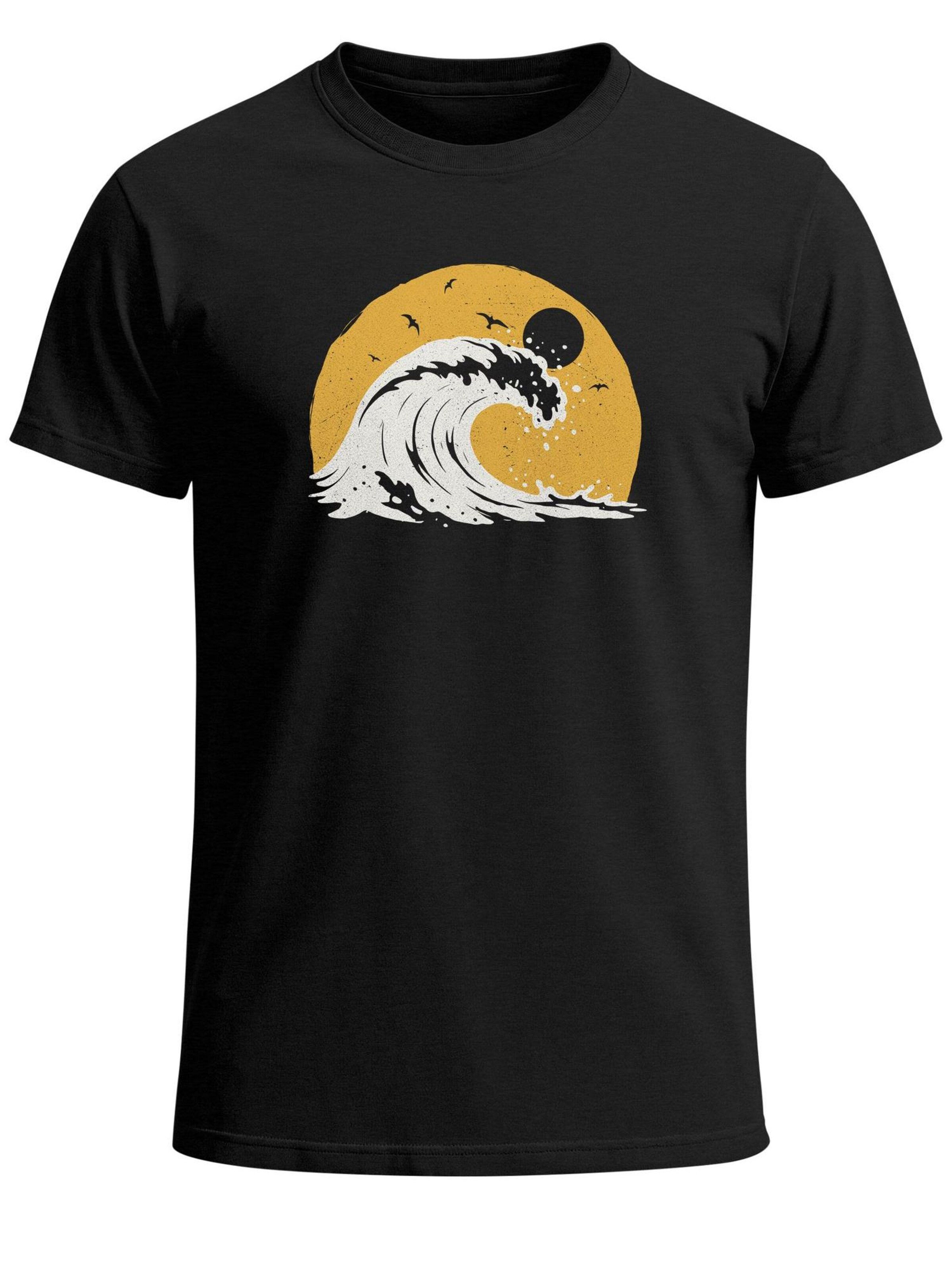 Neverless Shirt 'Wave Sun' in Black: front