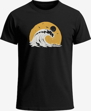 Neverless Shirt 'Wave Sun' in Black: front