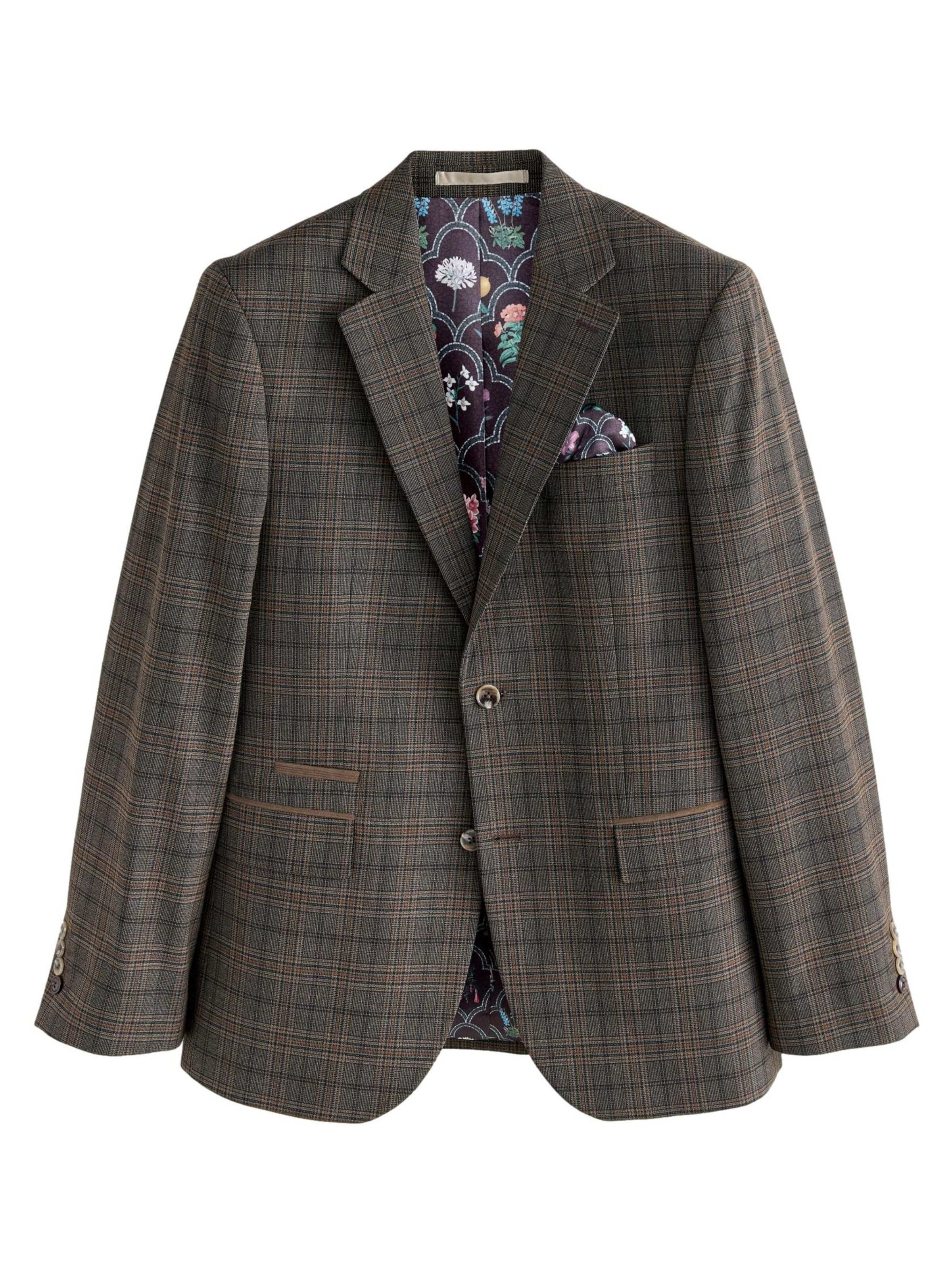 Next - Ajuste estrecho Chaqueta saco en marrón: frente