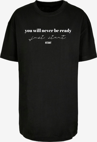 Merchcode Oversized Shirt 'Just Start' in Black: front