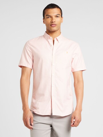 FARAH Slim fit Button Up Shirt 'BREWER' in Pink: front