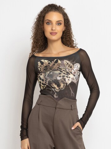 JIORO Blouse 'LEO ORCHID' in Zwart