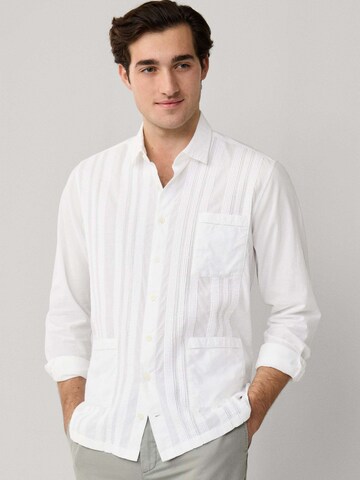 Slim fit Camicia 'Poplin Cruise' di Hackett London in bianco