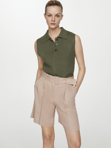 MANGO Regular Pleat-Front Pants 'TEMPOLI' in Beige