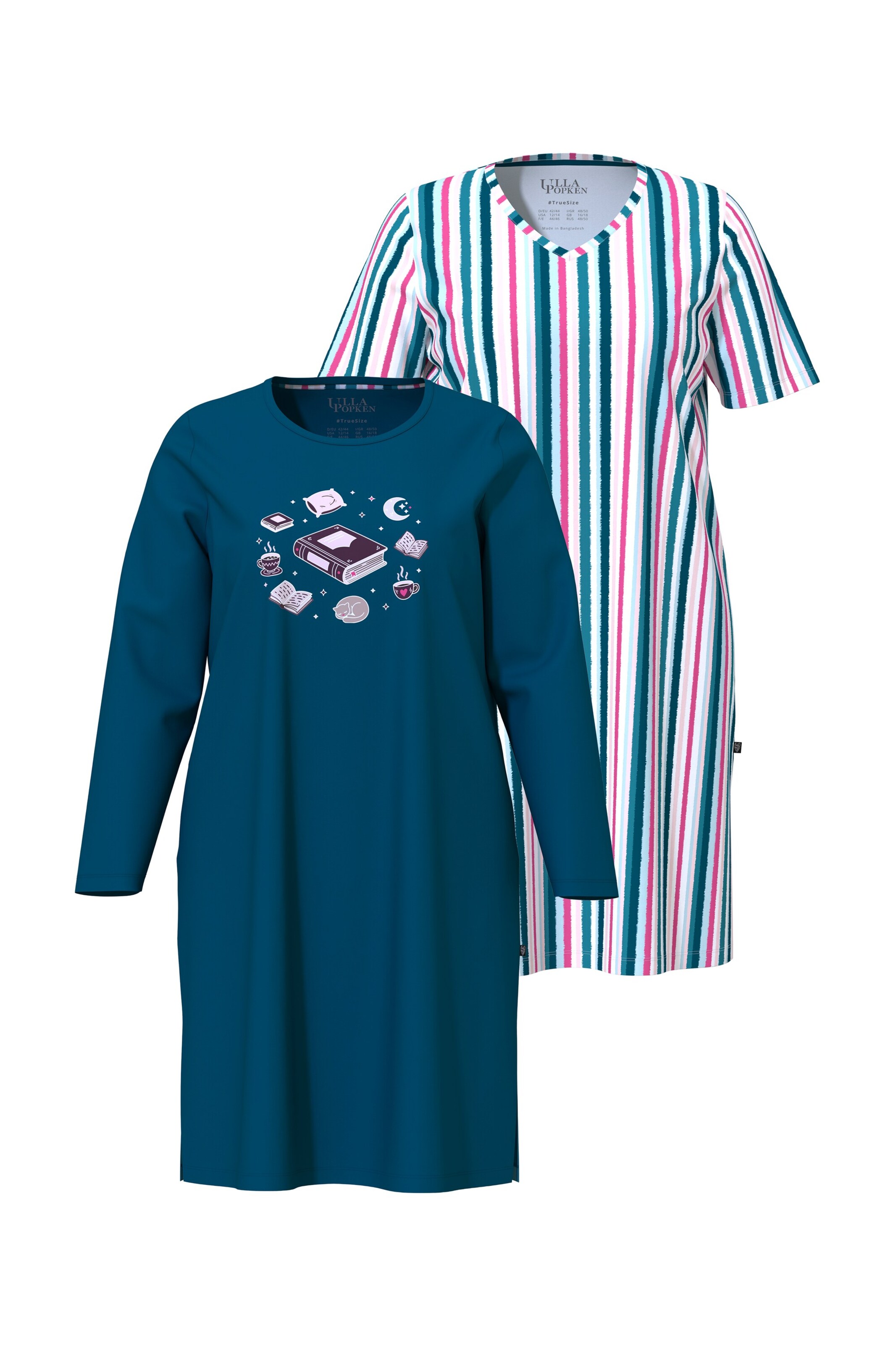 Ulla Popken Nightgown in XL-XXL in Petrol / Dark green / Mixed colours, Item view