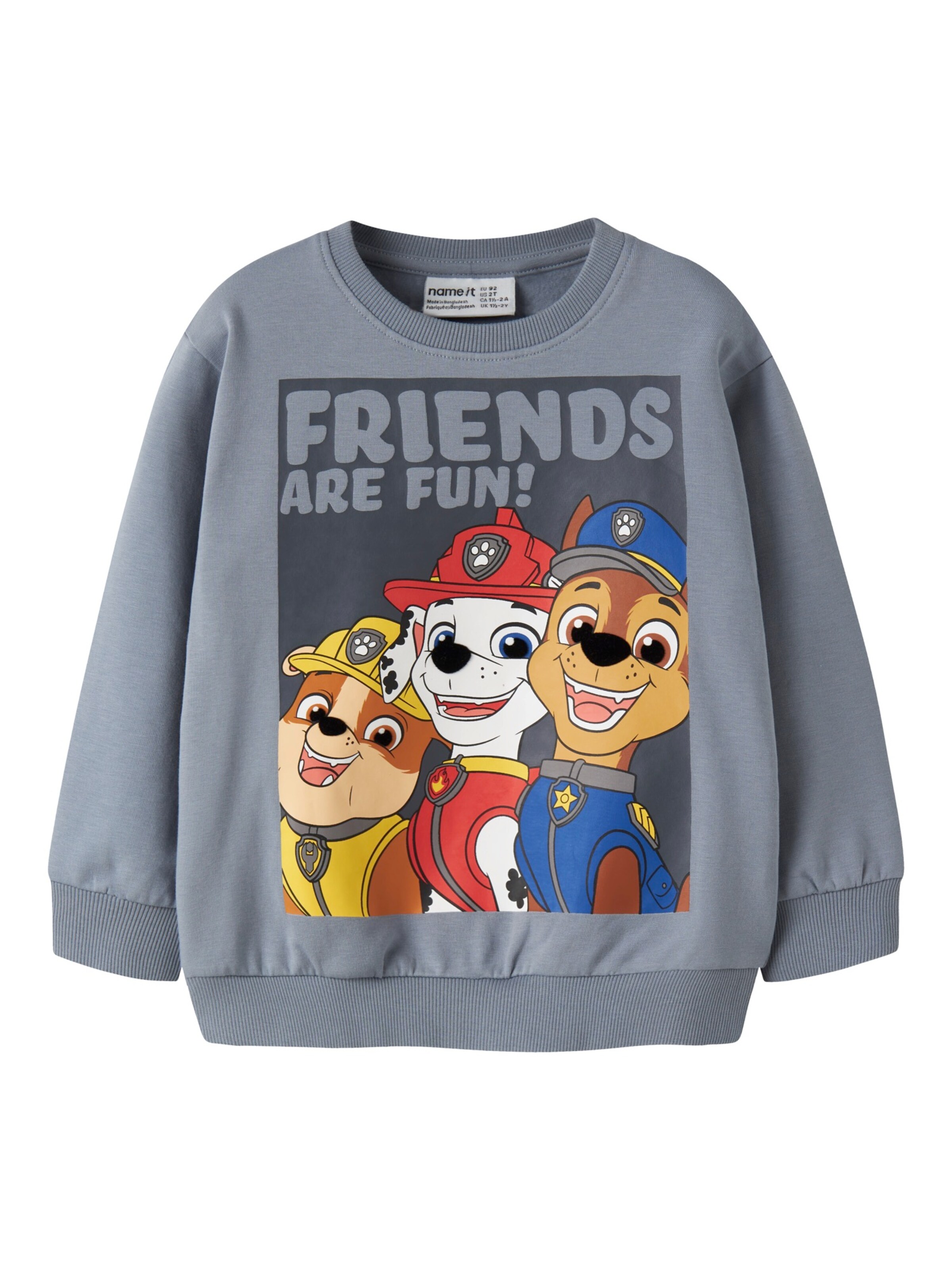 NAME IT Sweatshirt 'NMMARGUS PAW' in 122-128 in rauchblau / gelb / dunkelrot / weiß, Produktansicht