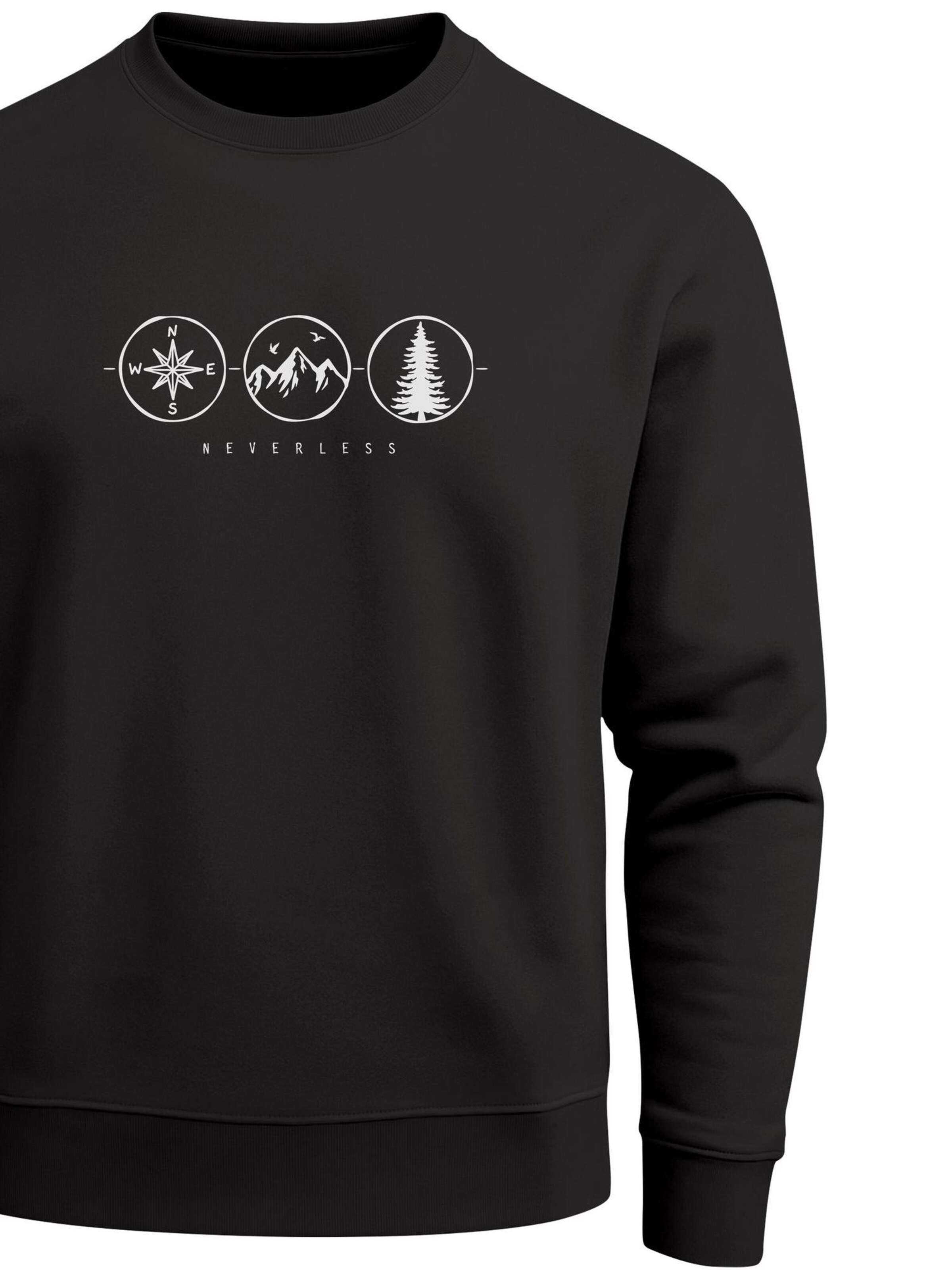 Neverless Sweatshirt 'Outdoor Kompass' in Black