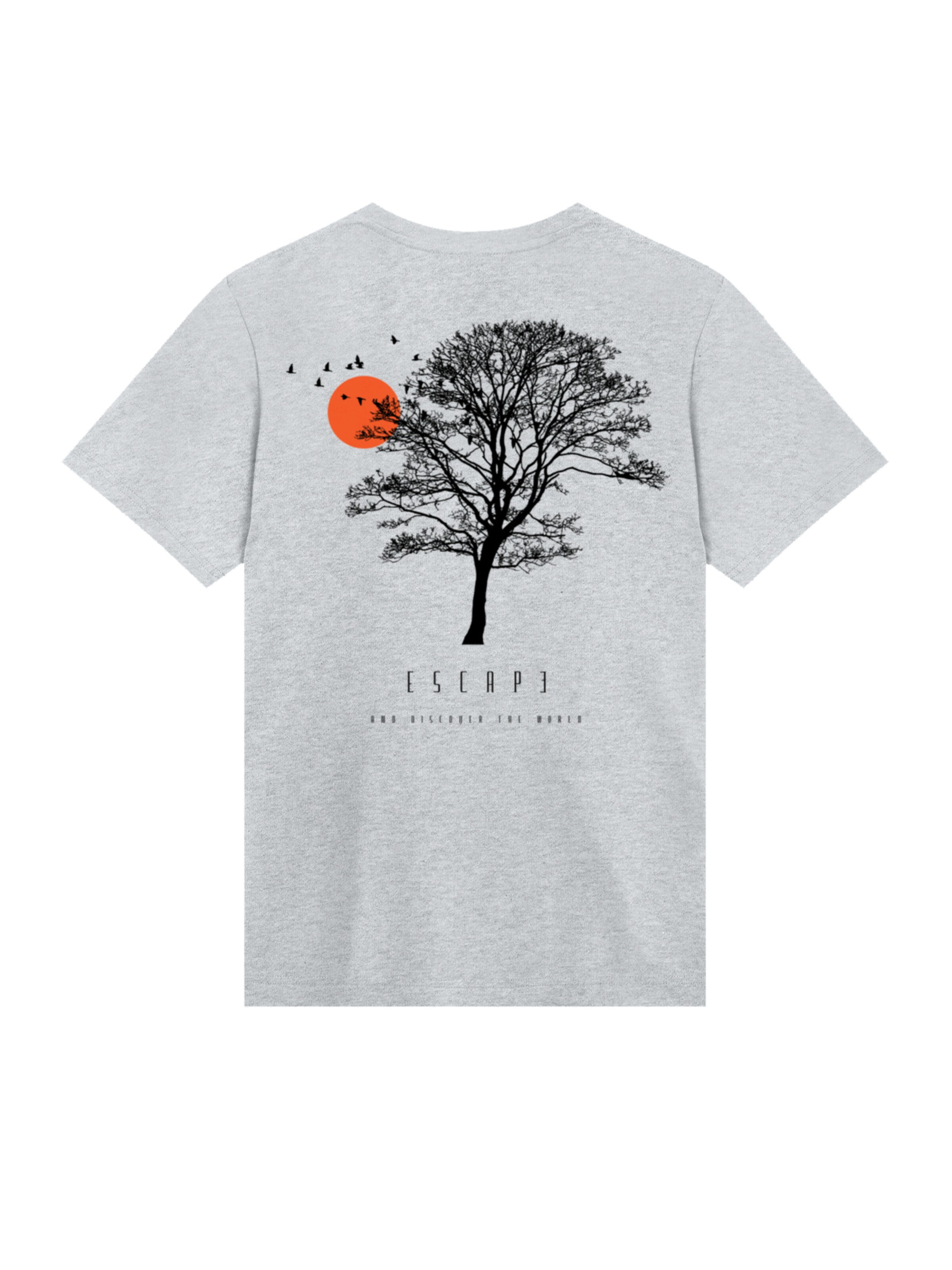 F4NT4STIC Shirt 'Escape Discover the World Tree Birds' in Grijs: voorkant