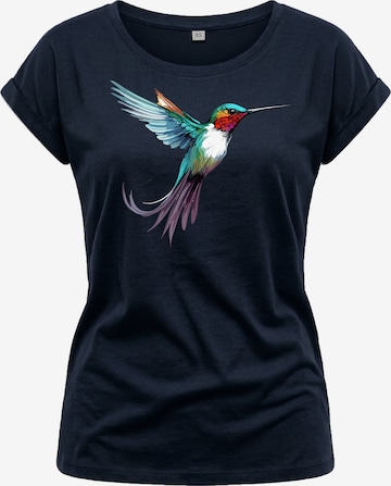 MAKAYA Shirt 'Kolibri' in Blue: front