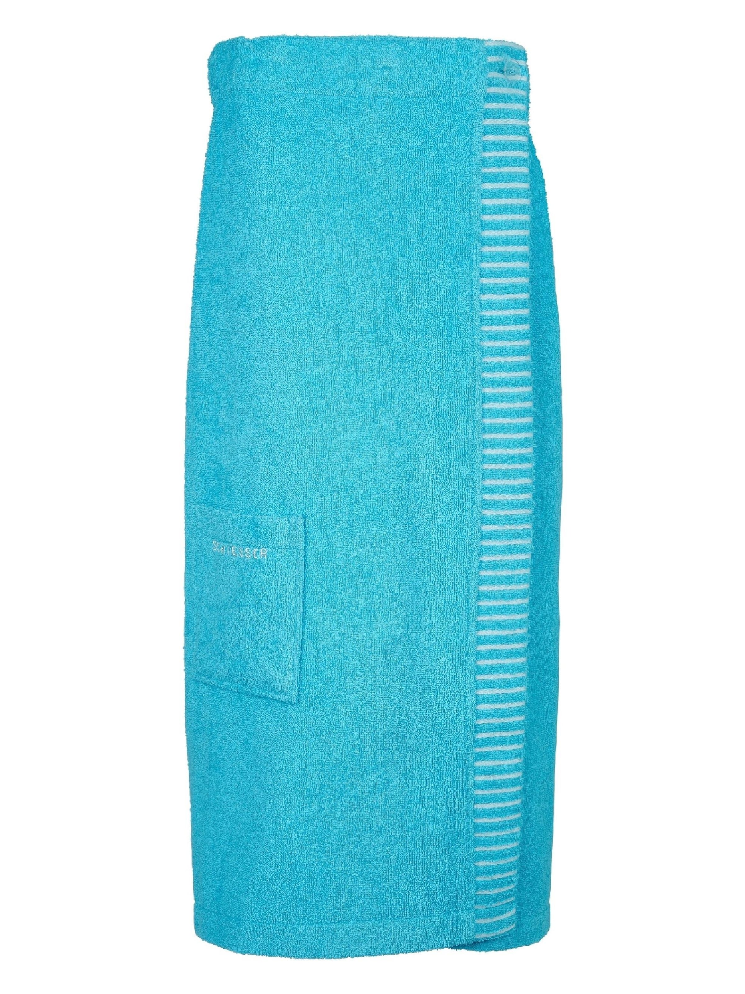 SCHIESSER Short Bathrobe 'Saunakilt Rom Damen' in Blue: front