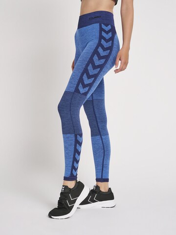 Hummel - Skinny Calças de desporto em azul: frente