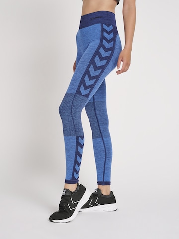 Hummel Skinny Sportbroek in Blauw: voorkant