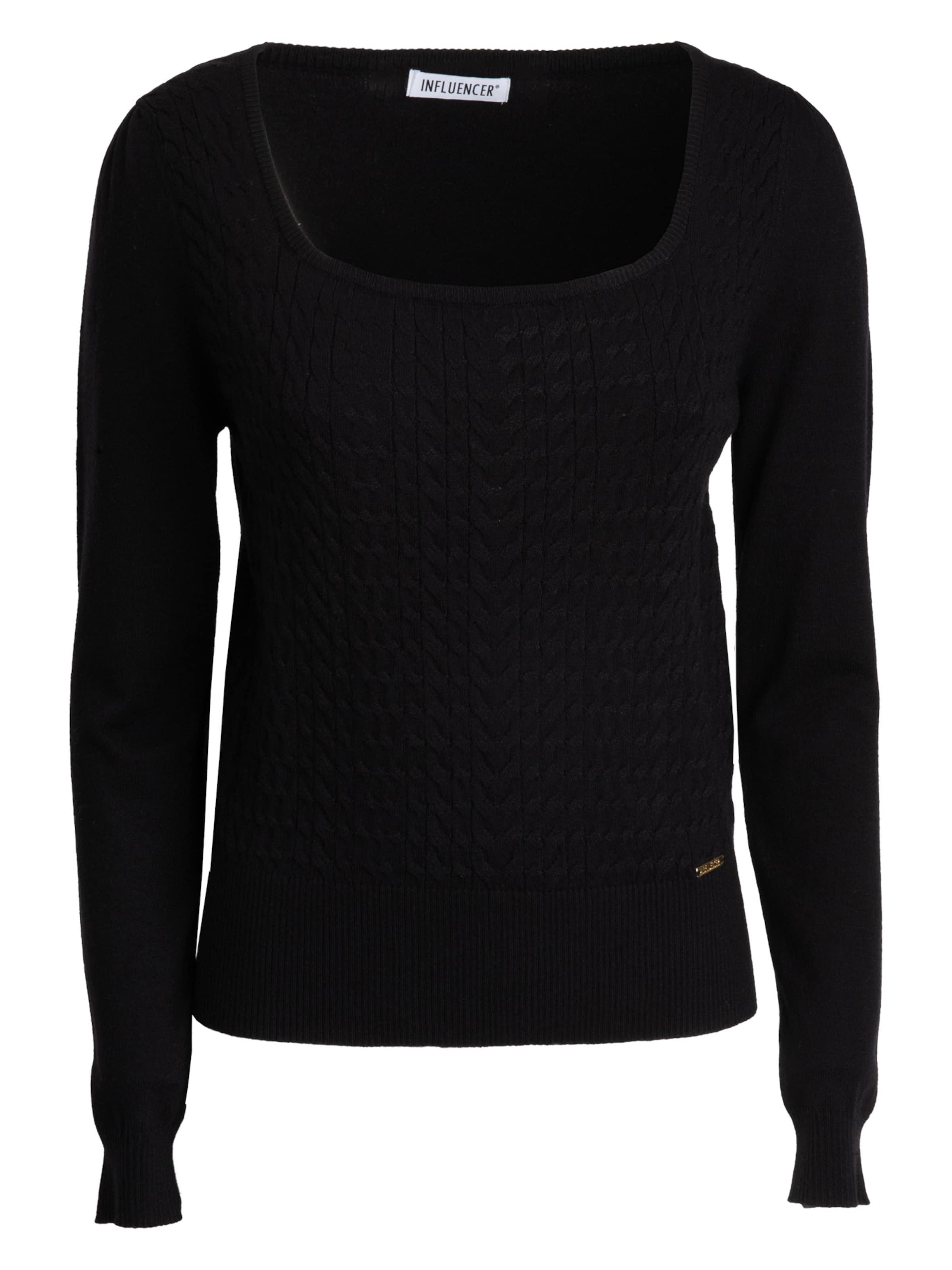 Influencer Pullover in Schwarz: Vorderseite