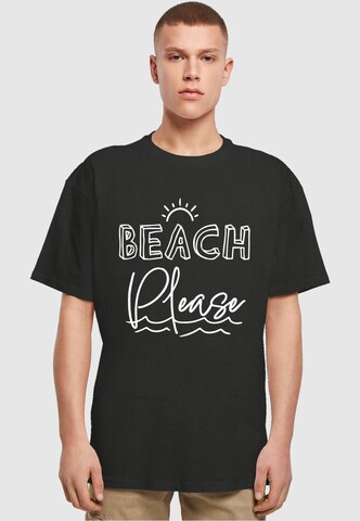 Merchcode Koszulka 'Beach Please' w kolorze czarny: przód