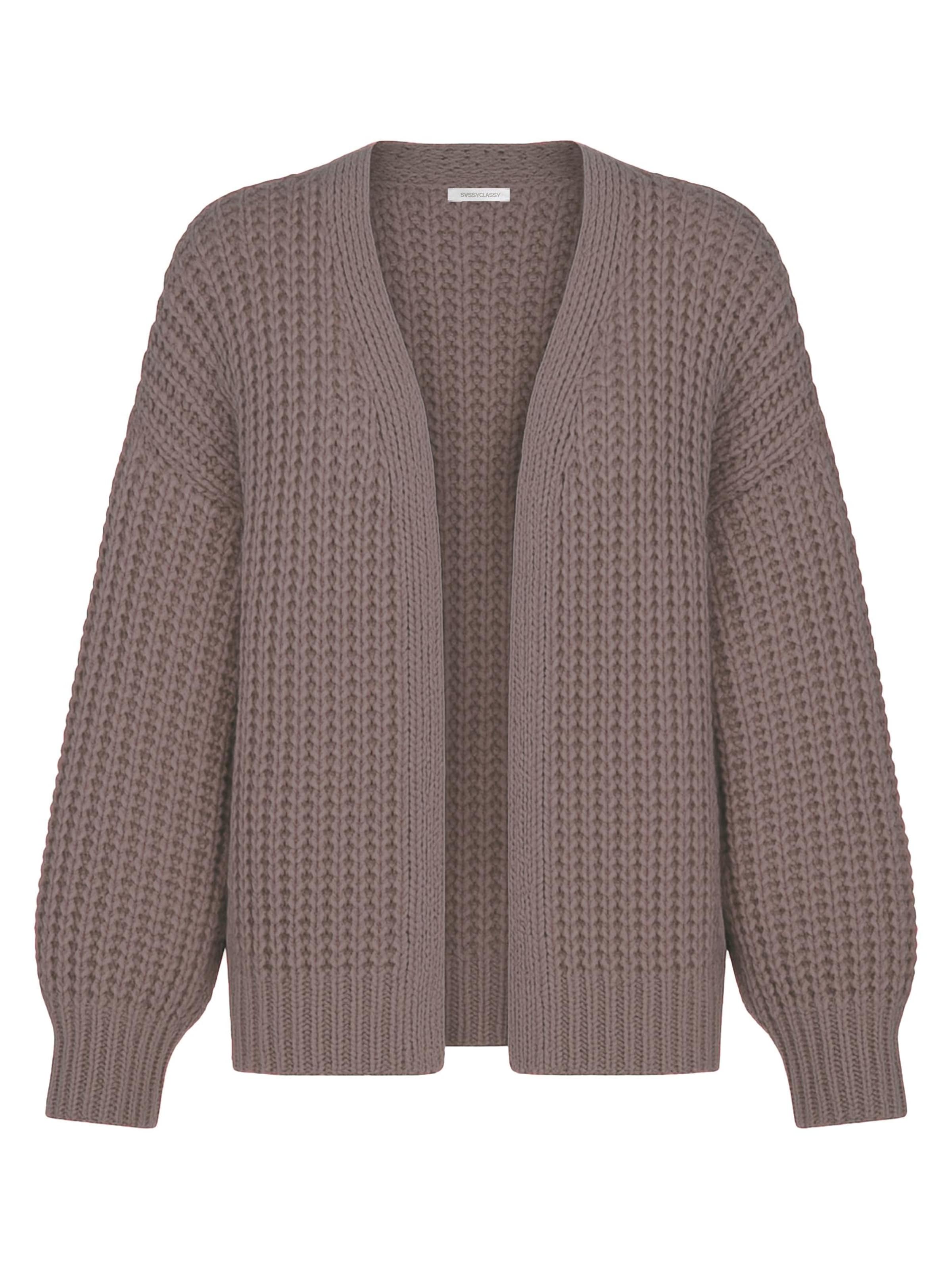 SASSYCLASSY Oversizestrickjacke in Grau: Vorderseite