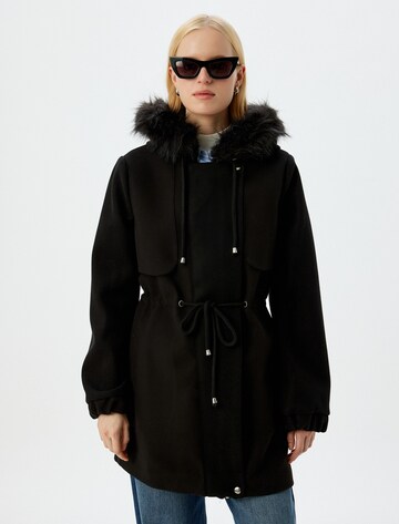 Koton Between-Seasons Coat in Black: front