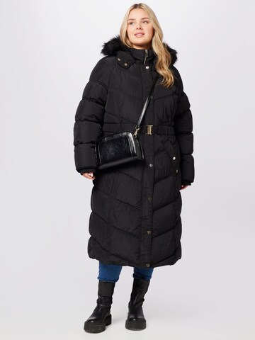 River Island Plus Wintermantel in Schwarz