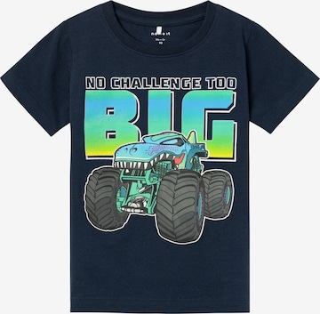 NAME IT T-shirt 'ARAV HOTWHEELS' i blå: framsida