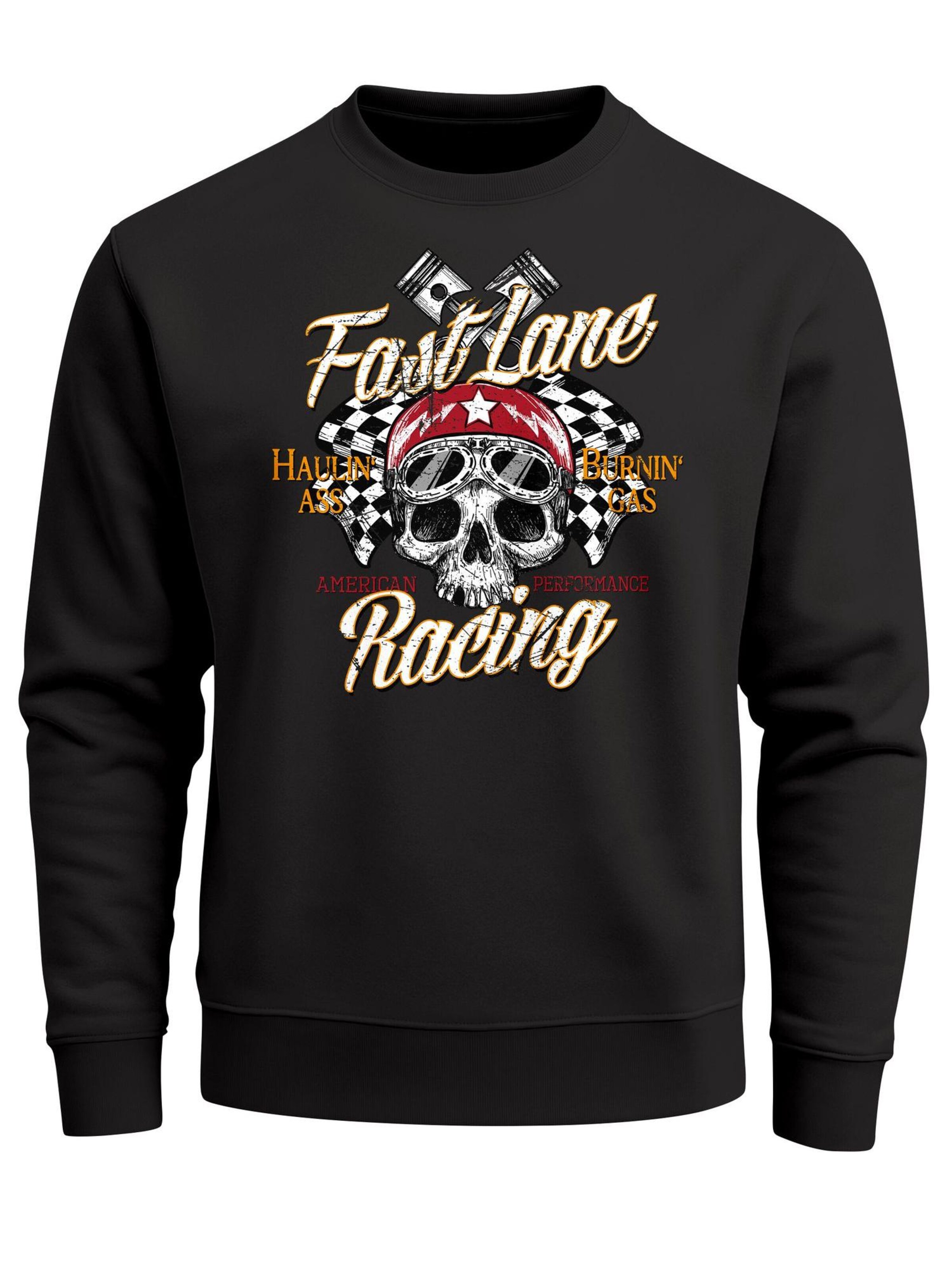 Neverless Sweatshirt 'Racing Skull' in Black: front
