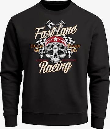 Neverless Sweatshirt 'Racing Skull' in Schwarz: Vorderseite
