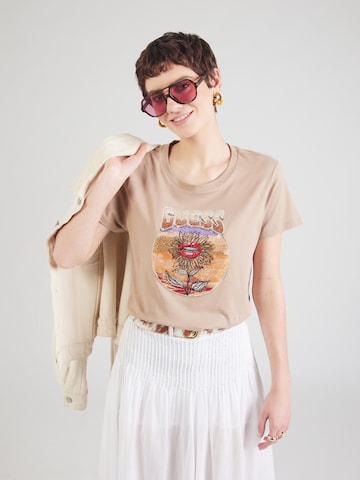 bēšs GUESS T-Krekls 'DESERT FLOWE': no priekšpuses