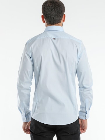 7Camicie Slim fit Zakelijk overhemd 'Leonardo Essentials Poplin Stretch Man Shirt' in Blauw