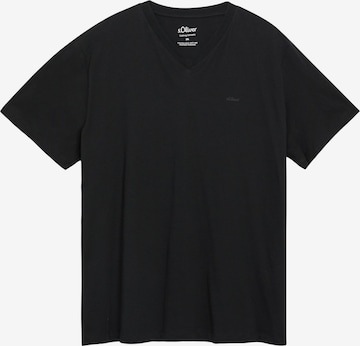 s.Oliver Men Big Sizes Shirt in Black: front