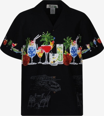 Regular fit Camicia 'Cocktail Brustdruck' di KY's in nero: frontale