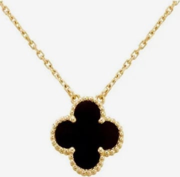 ROUGEMONT Jewellery Kette 'Kleeblatt Glücksbringer Halskette 45cm' in Schwarz: Vorderseite