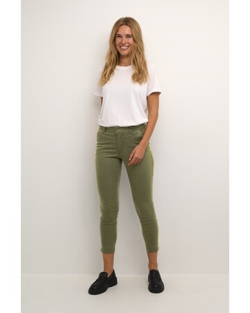 Kaffe Slimfit Lærredsbukser 'Lea' i grøn