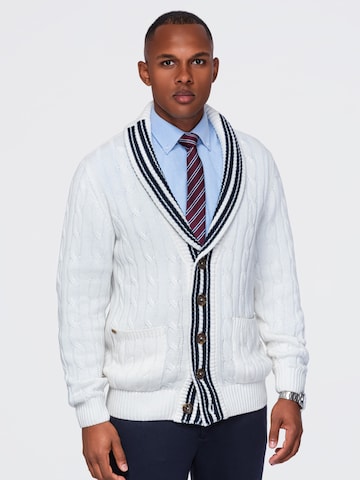 Ombre Knit Cardigan in White: front