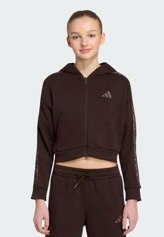 ADIDAS SPORTSWEAR Спортна жилетка с качулка в кафяво: отпред