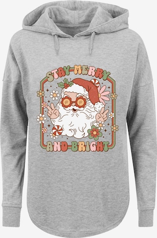 F4NT4STIC Sweatshirt 'Stay Merry And Bright Hippie Santa' in Grijs: voorkant