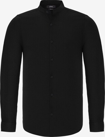 juoda Antioch Priglundantis modelis Marškiniai: priekis