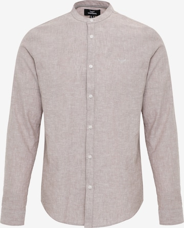 Threadbare Button Up Shirt in Beige: front