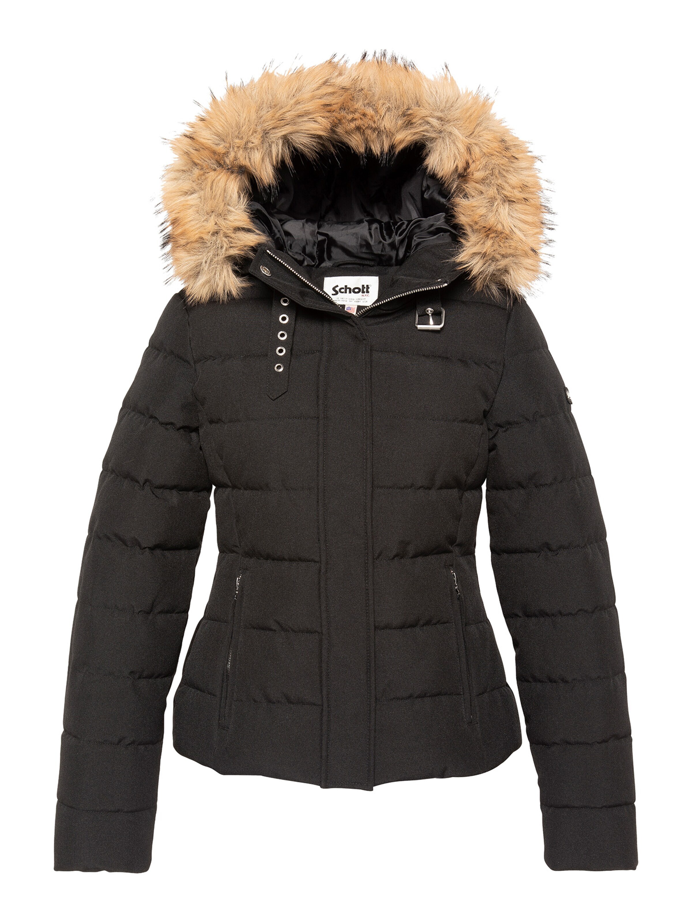 Schott NYC Between-Seasons Coat in Black: front