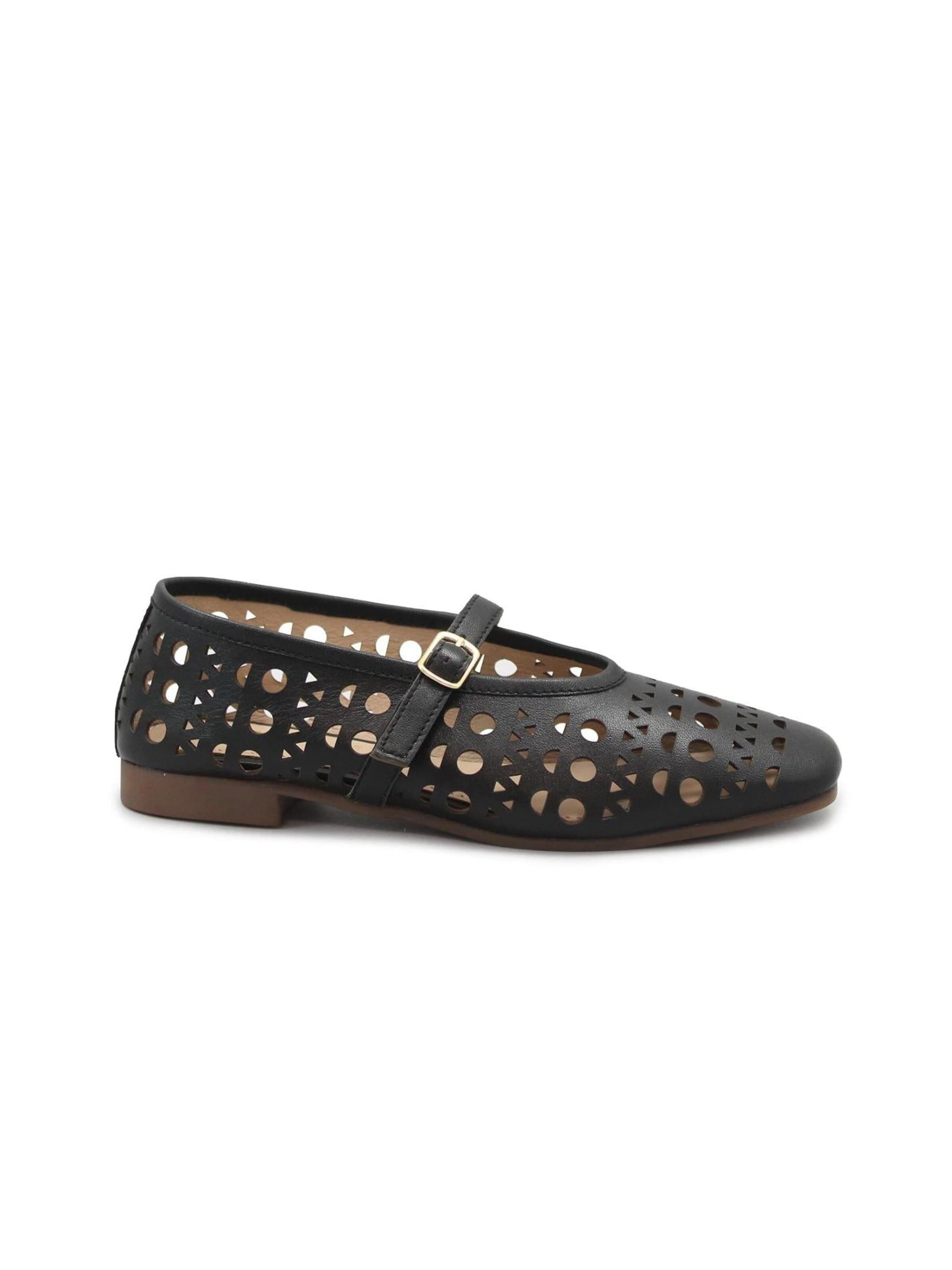 Keys - Sabrina 'KEYS 12150 nero black scarpe donna ballerina cinturino forata pelle' em preto: frente