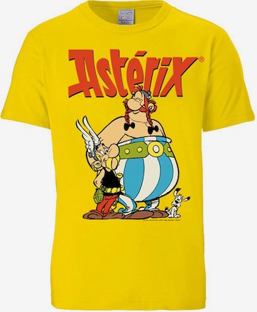 LOGOSHIRT Shirt 'Asterix & Obelix' in Yellow: front